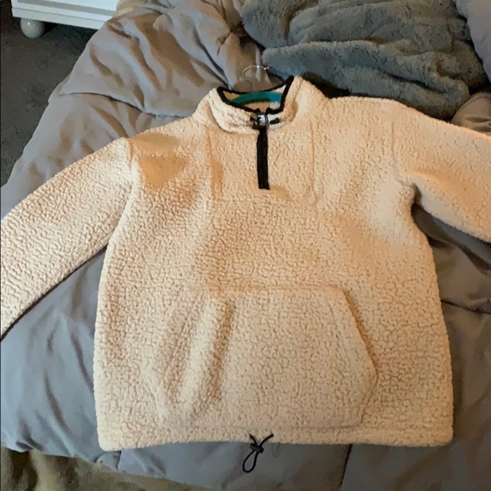 Pink wool coat quarter zip